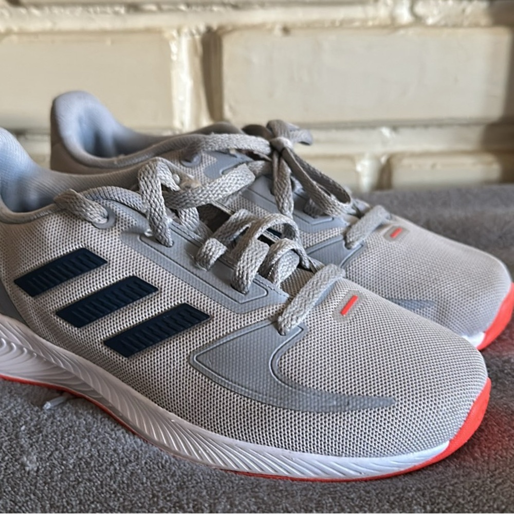 Adidas Light Gray and Red Athletic Shoes Boys